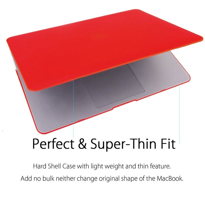 UESWILL Smooth Matte Hard Shell Case Cover Compatible with MacBook Air 11 inch (Model A1370 / A1465) + Microfibre Cleaning Cloth, Red - Image 4